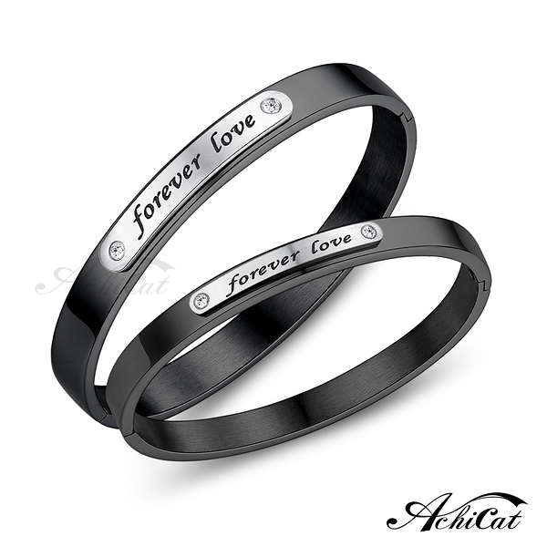 AchiCat 情侶手環 白鋼手環 永恆愛情 男女對手環 黑色款 單個價格 七夕禮物 B270