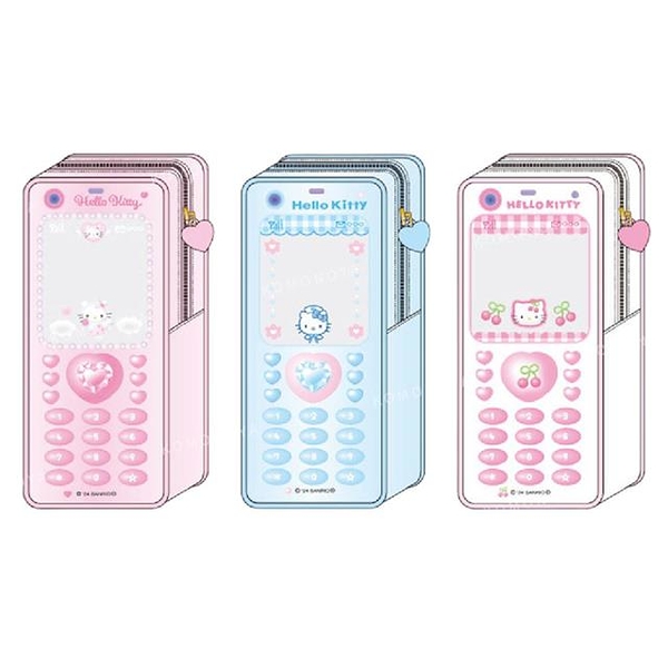 小禮堂 Sanrio 三麗鷗 Hello Kitty 手機造型PVC窗口收納包 (90 s系列)