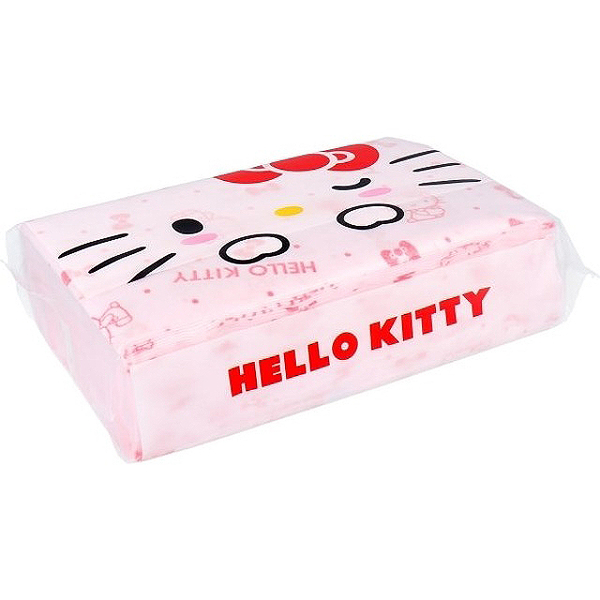 小禮堂 Hello Kitty 日製 抽取式面紙包 柔軟面紙包 衛生紙 紙手帕 100張入 (粉 大臉) 4977033-211221 product thumbnail 2