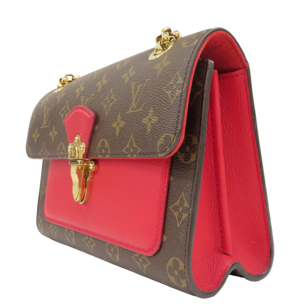 【二手名牌BRAND OFF】LOUIS VUITTON LV 路易威登 棕色 原花 紅色 牛皮 Victoire 肩背包 M41731 product thumbnail 3