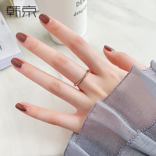 SWEET COVE~韓京鈦鋼戒指女個性時尚氣質竹節鍍玫瑰金食指戒子百搭指環手飾品