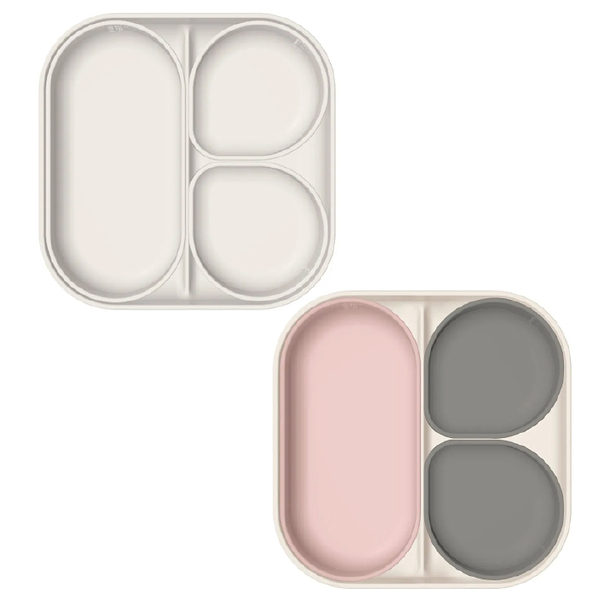 【加贈矽膠上蓋 送完為止】韓國 MOTHER-K 鉑金矽膠吸盤防滑餐盤組(2色可選)