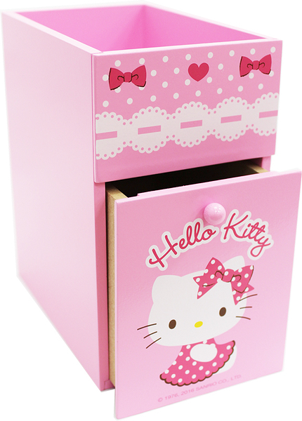 【震撼精品百貨】Hello Kitty 凱蒂貓~HELLO KITTY圓點裙雙層單抽收納盒-淡粉*38035