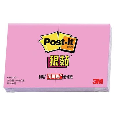 3M Post-it 利貼 狠黏可再貼便條紙-621S-2C 粉紅