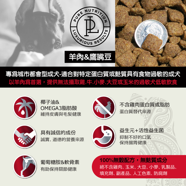 【力奇】PureLUXE 循味 天然無穀成犬糧-羊肉&鷹嘴豆 40LB (A001F10-2) product thumbnail 3