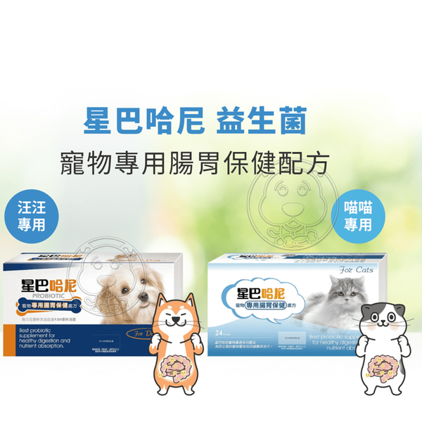 【培菓幸福寵物專營店】(免運)星巴哈尼 寵物保健第一品牌 犬貓 益生菌腸胃保健24包裝/盒 product thumbnail 3