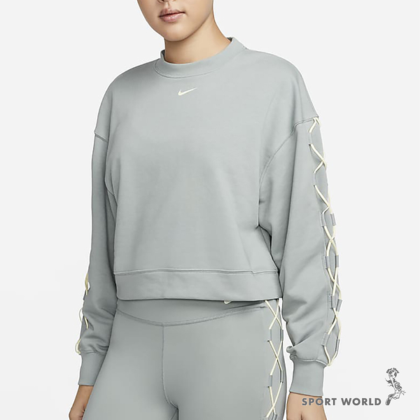 Nike 女裝 長袖 休閒 短版 Dri-FIT 寬鬆 綠【運動世界】DX0003-330