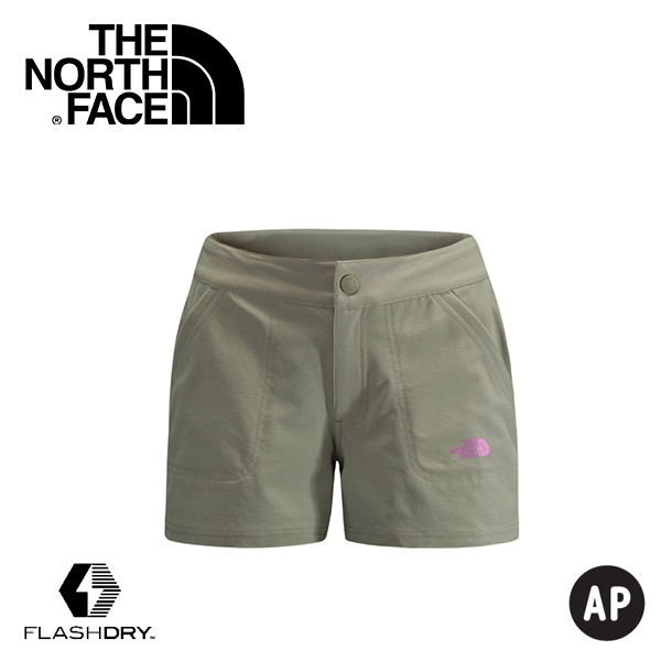 【The North Face 女 FLASHDRY短褲 灰棕】CL0K254/休閒短褲/短褲