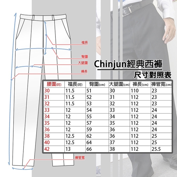 【Chinjun】正統上班族西裝褲100%免燙，平面素色藍黑 product thumbnail 3