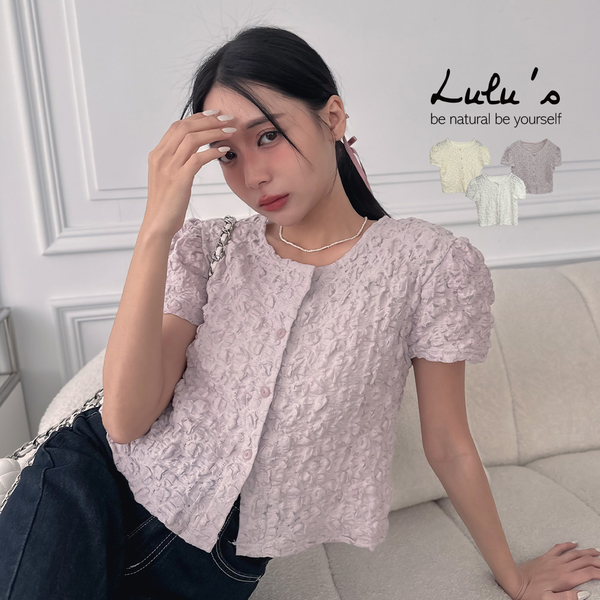 LULUS/甜妹微透膚排釦皺皺上衣３色【A01240232】