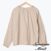 「Spring」格紋荷葉領純棉長袖襯衫 (提醒 SM2僅單一尺寸) - Sm2