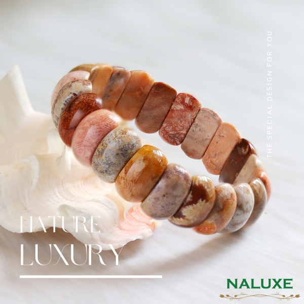 【Naluxe】稀有高品珊瑚玉月牙手鐲型開運手排(天然有機寶石、佛教七寶、數億年能量) product thumbnail 2