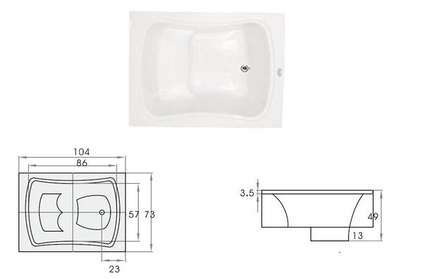 【麗室衛浴】BATHTUB WORLD 長方型壓克力浴缸 含固定前牆一片 LS-6105 104*73*H60CM