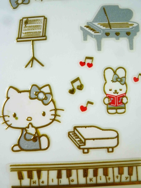 【震撼精品百貨】Hello Kitty 凱蒂貓~KITTY立體鋁鑽貼紙-鋼琴 product thumbnail 4