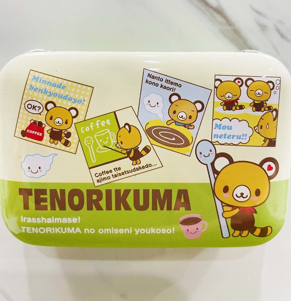 【震撼精品百貨】Tenorikuma 拿鐵熊~日本sanrio三麗鷗 置物空盒方型鐵盒-亮綠*32795 product thumbnail 2