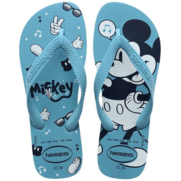 havaianas 哈瓦士 巴西人字拖 女款 Top disney 音符米奇藍 涼鞋 拖鞋 夾腳拖 海灘鞋【南風百貨】