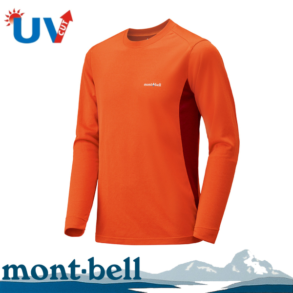 【Mont-Bell 日本 男 WICKRON ZEO 長袖排T《橙紅》】1104938/吸濕排汗/抗菌/保暖上衣