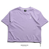 KANGOL 短T 粉紫色 寬短版 刺繡LOGO 抽繩 T恤 另有短褲賣場 套裝 女 (布魯克林) 6222100491