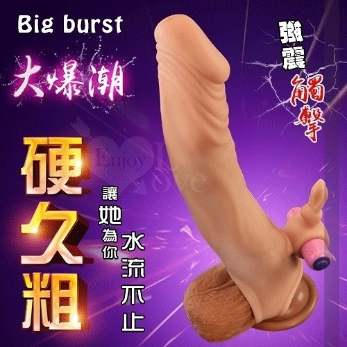 情趣用品 仿真加粗套 Big burst 大爆潮‧雙重束精+強震觸擊威猛套﹝加長+增粗+刺激陰蒂﹞