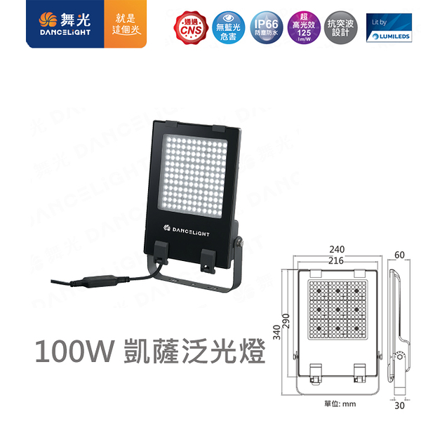 【燈王的店】 舞光 LED 100W 凱薩泛光燈 戶外投射燈 洗牆燈廣告燈 IP66防塵防水 E-FLCS100