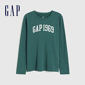 Gap女裝 碳素軟磨系列 Logo長袖T恤 736192-綠色