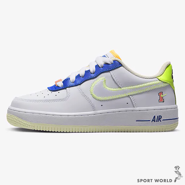 Nike AF1 LV8 GS 大童 女鞋 休閒 白藍黃【運動世界】FB1393-111