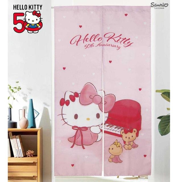 小禮堂 hello kitty 棉質長門簾 85x150cm (粉紫鋼琴款)