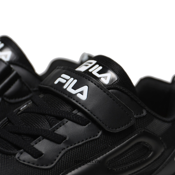 FILA 童鞋 全黑 網布皮革 透白線條 中童 (布魯克林) 3J801W001 product thumbnail 2