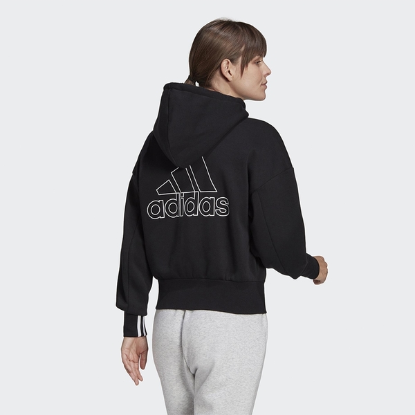 Adidas BIG BADGE OF SPORT 女裝 外套 連帽 短版 口袋 綿羊絨 棉質 黑【運動世界】FR5120 product thumbnail 4