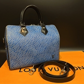 【哈極品】二手品 《 Louis Vuitton LV 藍色水波紋波士頓二用包/手提包/斜背包》