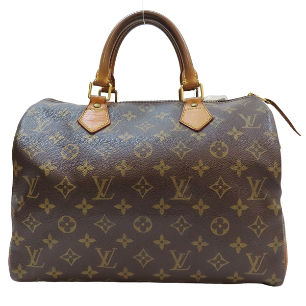 【二手名牌BRAND OFF】LOUIS VUITTON 路易威登 原花 PVC塗層帆布 Speedy 30 手提包 M41526 (有鎖頭沒鑰匙)