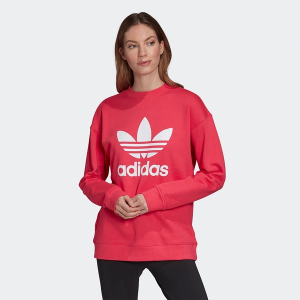 Adidas Originals TREFOIL CREW 女裝 長袖 大學T 純棉 羅紋袖口 桃紅【運動世界】GD2436 product thumbnail 3