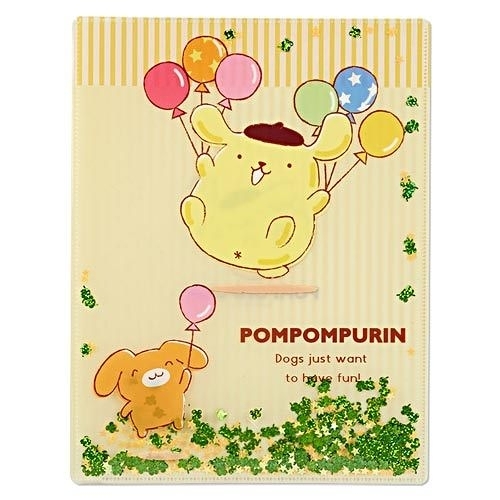 【震撼精品百貨】Pom Pom Purin 布丁狗~Sanrio 布丁狗亮片裝飾雙開式文件夾(A4)#36899