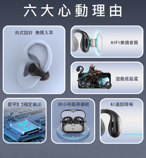 DA Air Pro6 夾式耳機 骨傳導 運動耳機 無線藍牙耳機 不入耳 夾式運動耳機 降噪 耳夾式 product thumbnail 8