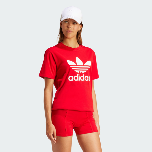 adidas 愛迪達 TREFOIL TEE 短袖 休閒 短T 紅色 女 三葉草 IR9536 product thumbnail 3