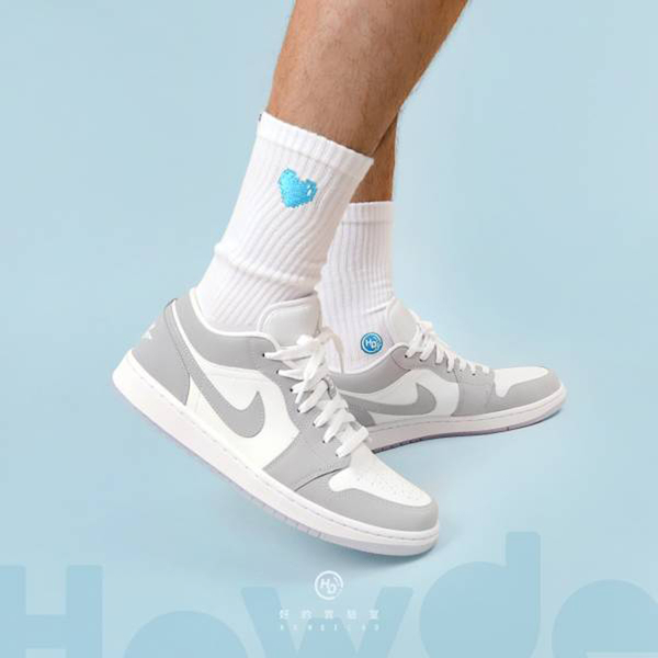 HOWDE LAB 襪子 愛心 白 水藍 數位系列 中高筒襪 造型襪 男女(布魯克林) 21SS05BL