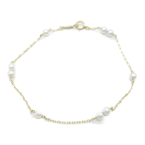 【二手名牌BRAND OFF】MIKIMOTO 御木本 14黃K金 AKOYA珍珠 手鍊