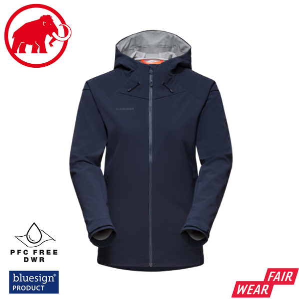 【MAMMUT 瑞士 女 Sapuen SO Hooded Jacket 防風透氣軟殼連帽外套《海洋藍》】1011-01060