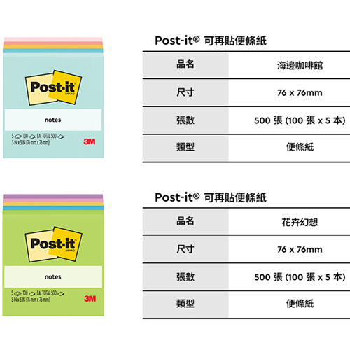 3M Post-it 可再貼紙磚(100張/本,5本/包)便條紙 便利貼 辦公文具【愛買】 product thumbnail 6