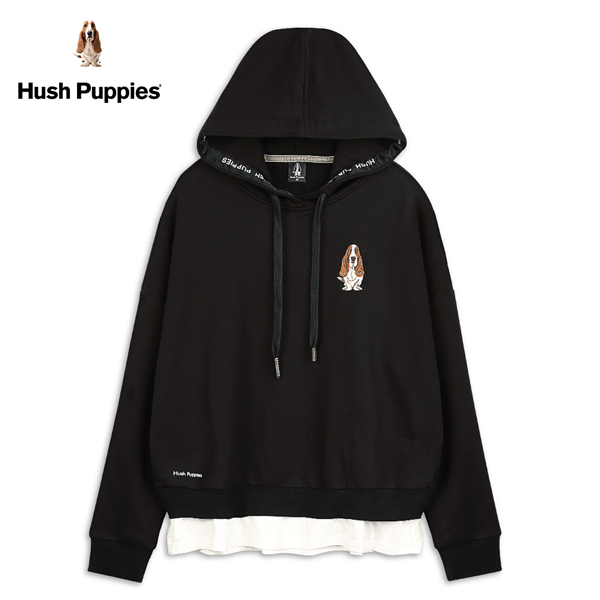 Hush Puppies 帽T 女裝休閒假兩件刺繡狗連袖帽T product thumbnail 2