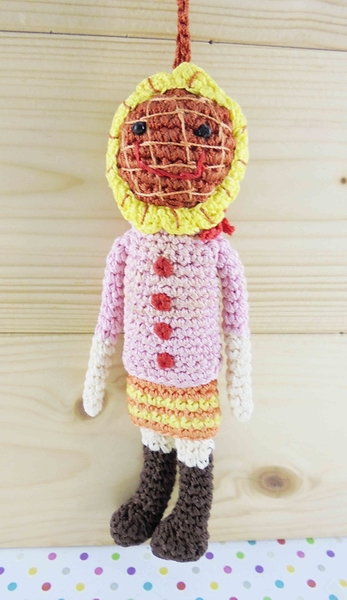 【震撼精品百貨】日本玩偶吊飾~針織材質-太陽花圖案-咖粉色
