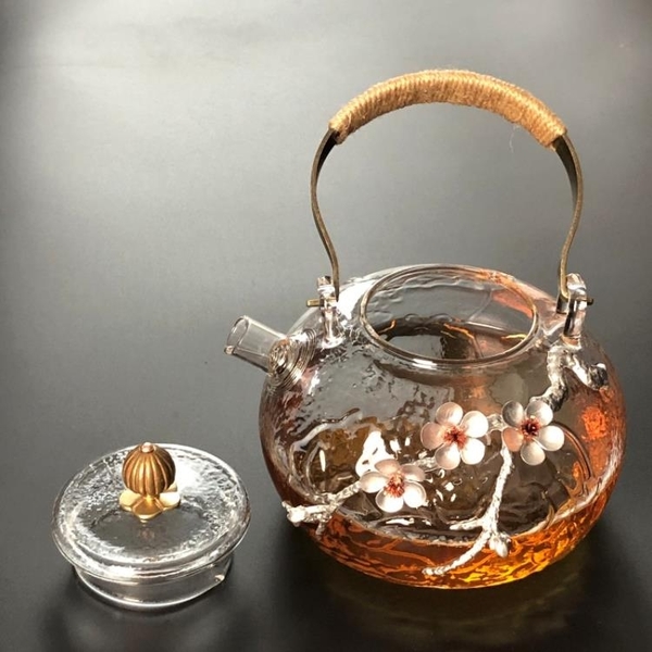 玻璃茶壺 耐熱燒水錘紋玻璃壺過濾泡茶煮茶泡茶壺【聚寶屋】
