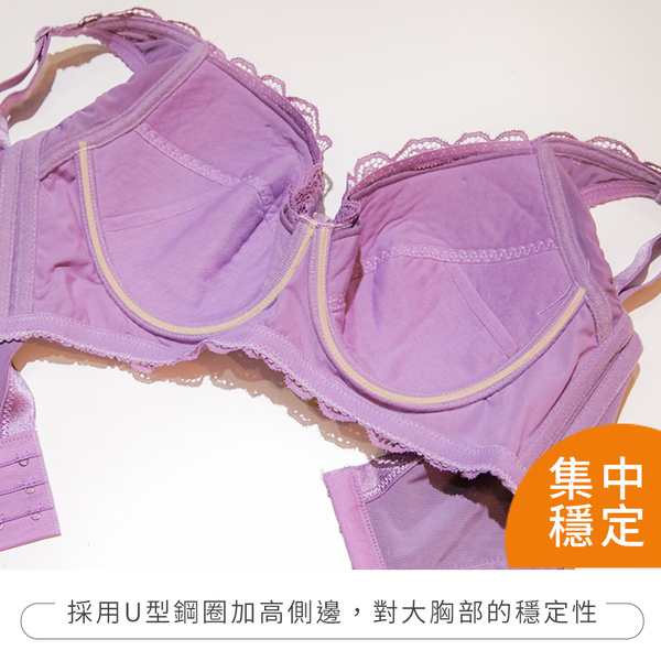 黛瑪Daima MIT大尺碼側邊加高修飾胸型透氣柔軟全罩式薄棉杯內衣_戀紫 product thumbnail 8
