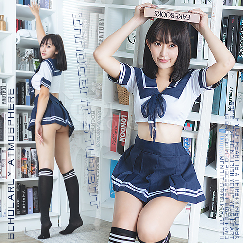 學生制服 角色扮演 水手服！大方水手領短上衣百褶短裙四件式套裝 E535701