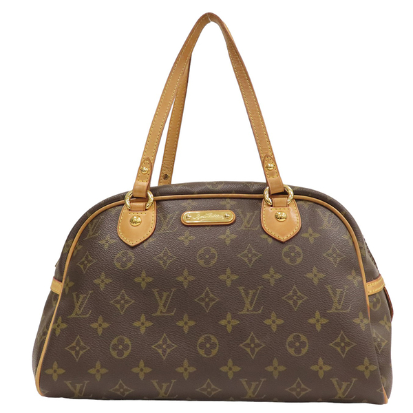 【二手名牌BRAND OFF】LOUIS VUITTON LV 路易威登 棕色 原花 PVC塗層帆布 Montorgueil 波士頓 肩背包 M95566