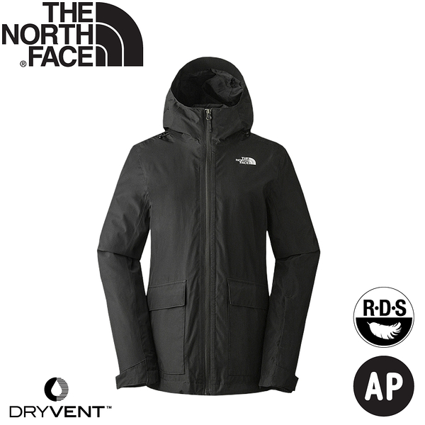 【The North Face 女 DV防水兩件式羽絨外套 AP《黑/米白》】5AY1/防水透氣/登山/羽絨