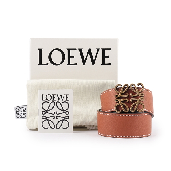 【LOEWE】Anagram 雙面雙色可用皮帶 85cm(焦糖色/黑色) 528.12.008 2935