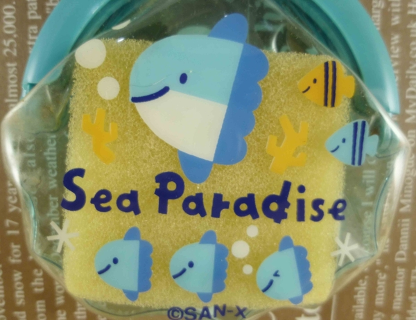 【震撼精品百貨】San-X動物家族_魚~珠扣零錢包附繩-藍 product thumbnail 3