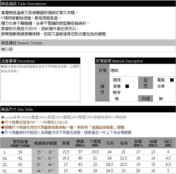 加大尺碼--甜美氣息素面德絨蕾絲滾邊V領長袖上衣(駝.灰L-3L)-X530眼圈熊中大尺碼 product thumbnail 11