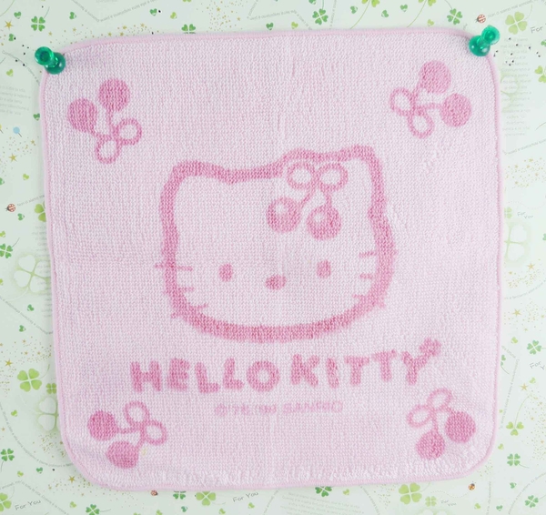 【震撼精品百貨】Hello Kitty 凱蒂貓~方巾/毛巾-粉頭四角櫻桃